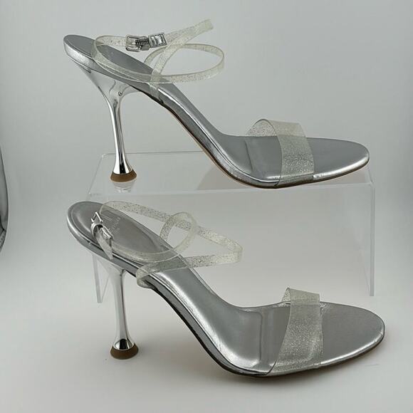 Marc Fisher Shoes - Women’s Marc Fisher Calisty Ankle Wrap Strappy Heel Sandals Sz 9 Silver NWOT